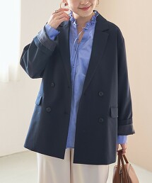 仿亞麻雙排釦西裝外套
