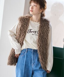 捲曲刷毛皮草背心