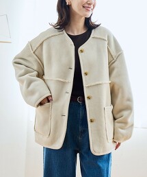 正反兩用 無領燈芯絨短外套