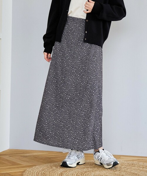 豹紋印花荷葉裙