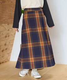 TR格紋打摺長裙