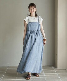 棉嫘縈牛仔吊帶洋裝