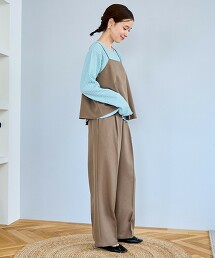 【成套單品】仿羊毛吊帶背心長褲套裝