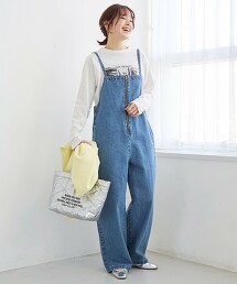 正面拉鍊設計牛仔吊帶褲