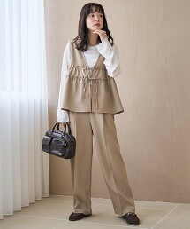 【成套單品】仿亞麻背心＆長褲套裝