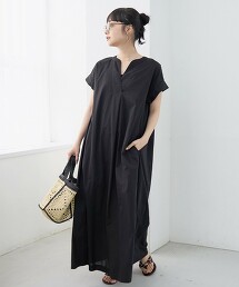 【MARKET】開襟領法式袖洋裝