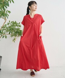 【MARKET】開襟領法式袖洋裝