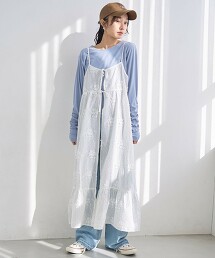 3D花朵刺繡點點吊帶洋裝