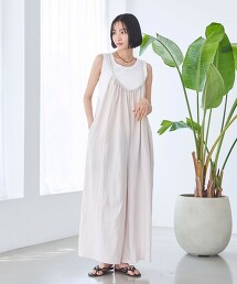 涼感強撚沙色吊帶褲