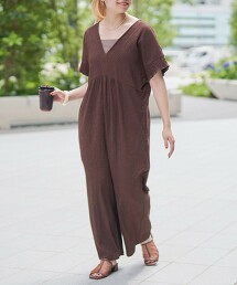 泡泡紗格紋連身褲