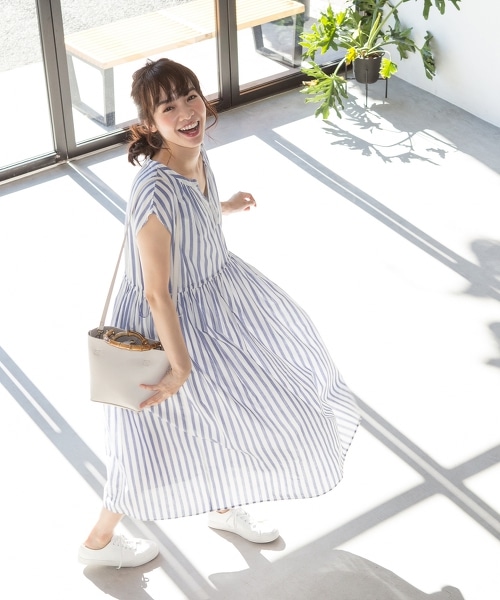 【Market】條紋連身迷嬉長裙
