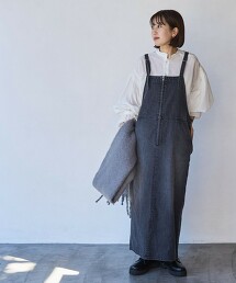 拉鍊牛仔吊帶裙