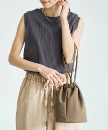 仿皮革束口袋單肩包