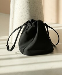 仿皮革束口袋單肩包