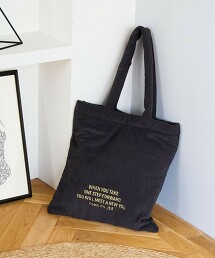 LOGO刺繡 燈芯絨托特包