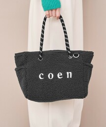 coen LOGO 正反兩用毛絨刷毛＆格紋托特包