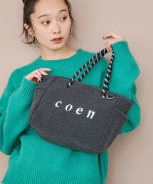 coen LOGO 正反兩用毛絨刷毛＆格紋托特包