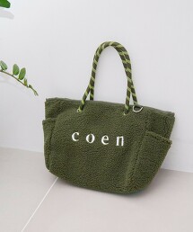 coen LOGO 正反兩用毛絨刷毛＆格紋托特包