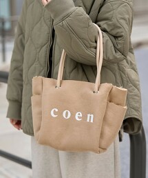 coen LOGO 正反兩用仿羊絨毛絨刷毛托特包
