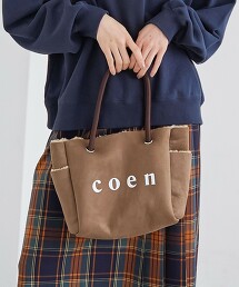 coen LOGO 正反兩用仿羊絨毛絨刷毛托特包