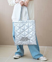 LOGO刺繡 幾何圖案 絎縫托特包