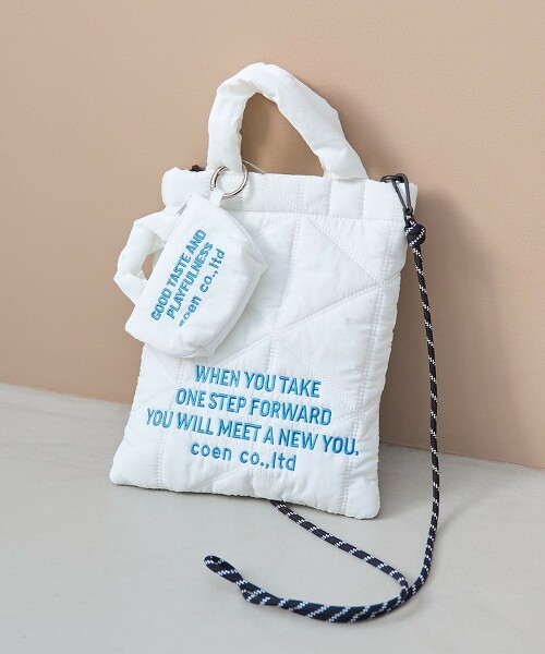 LOGO刺繡 幾何圖案 絎縫2way單肩包