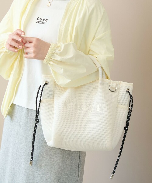 coen LOGO刺繡網眼澎澎2way托特包 M