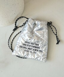 LOGO刺繡幾何絎縫束口袋單肩包 S