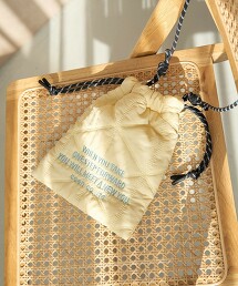 LOGO刺繡幾何絎縫束口袋單肩包 S