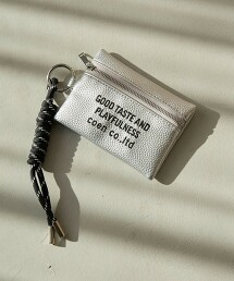 LOGO刺繡 仿皮革卡片收納鑰匙圈