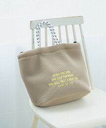 LOGO刺繡網眼蓬鬆2way單肩包 M