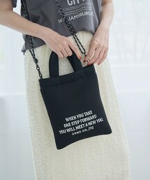 LOGO刺繡網眼蓬鬆2way單肩包