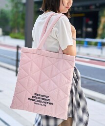 LOGO刺繡幾何圖案絎縫托特包