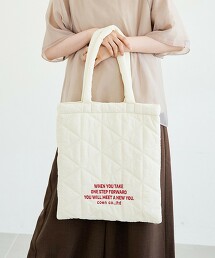 LOGO刺繡幾何圖案絎縫托特包