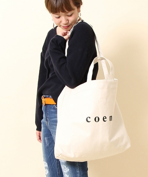 【2018春夏新作 加大款】coen 2WAY LOGO印花托特包