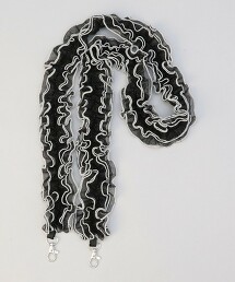 配色捲邊金絲薄紗手機背帶