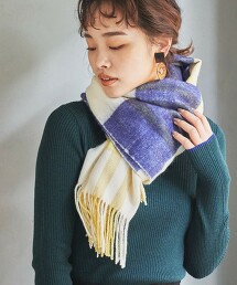 羽毛質感格紋圍巾