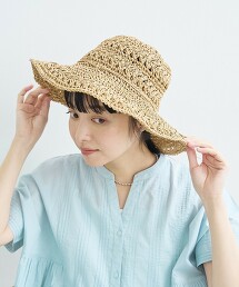 寬簷蝴蝶結草編帽