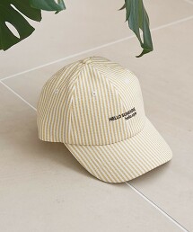 泡泡紗條紋LOGO刺繡棒球帽