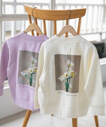 【coen KIDS】花朵背面植絨印刷衛衣