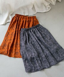 【coen KIDS】DAMASK植絨印刷褶裙 OUTLET商品