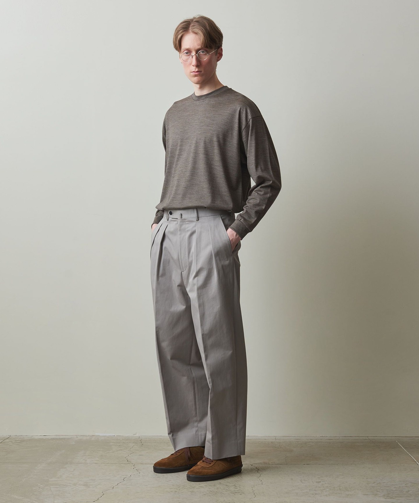 Steven Alan＞ WOOL BORDER LONG SLEEVE TEE-LOOSE/T恤日本製｜outlet