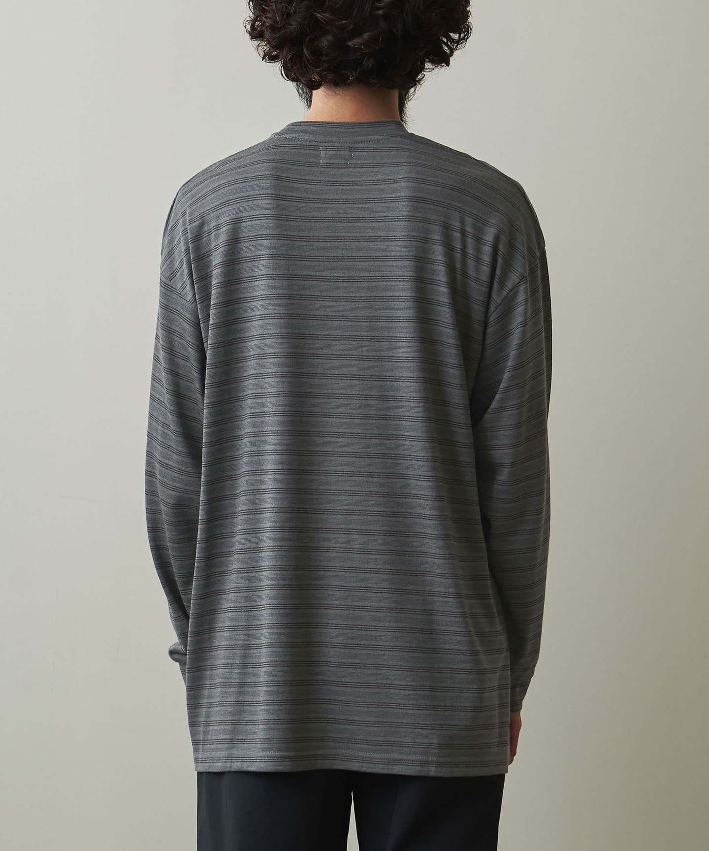 Steven Alan＞ WOOL BORDER LONG SLEEVE TEE -LOOSE/T恤日本製｜STEVEN