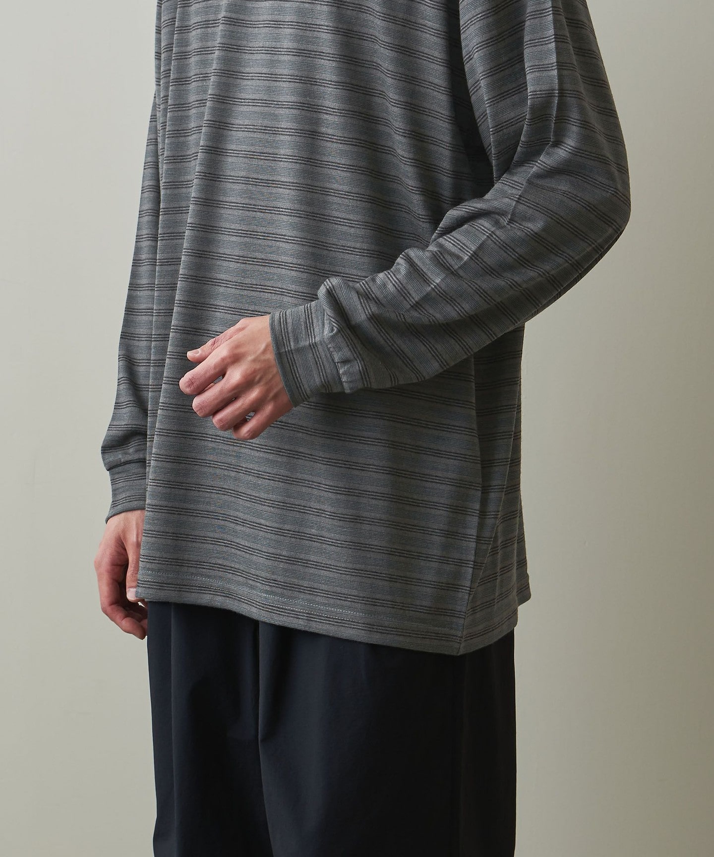 Steven Alan＞ WOOL BORDER LONG SLEEVE TEE -LOOSE/T恤日本製｜STEVEN