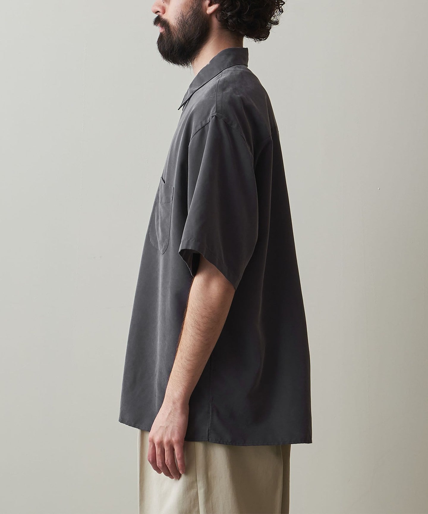 Steven Alan＞ DRAPE REGULAR COLLAR BOX SHORT SLEEVE SHIRT -LOOSE