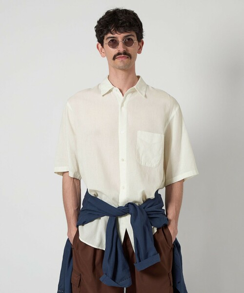 <Steven Alan> 珠地布條紋標準領襯衫 ALINE LOOSE CASUAL
