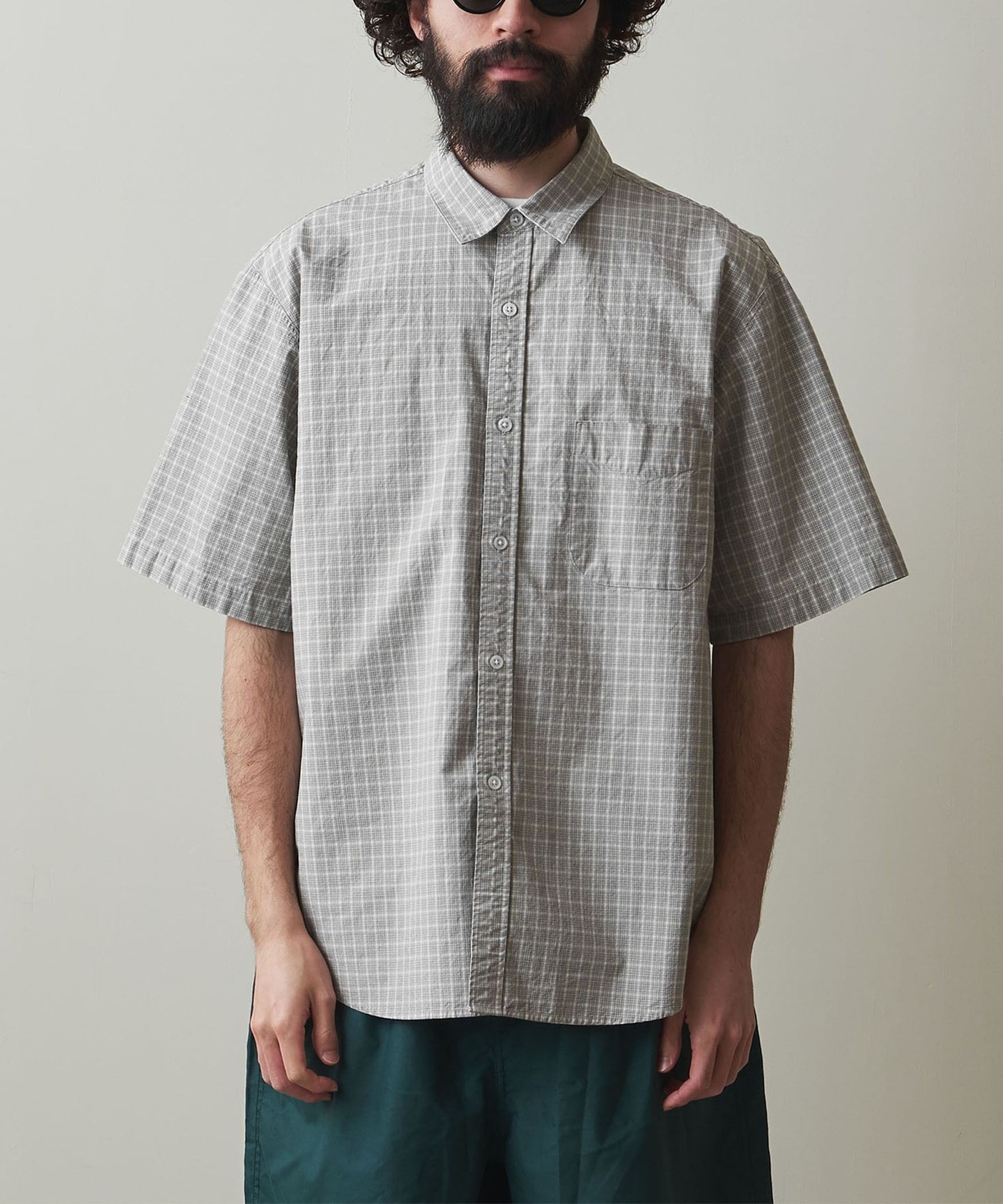 Steven Alan＞ CTN/WTR CHECK REGULAR COLLAR SHORT SLEEVE SHIRT