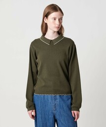 ＜Steven Alan＞棉喀什米爾羊毛荷葉POLO針織
