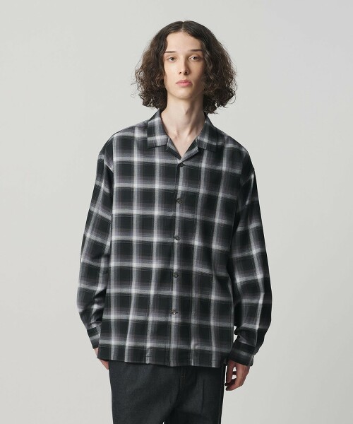 ＜monkey time＞棉嫘縈漸層格紋開領襯衫