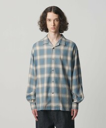 ＜monkey time＞棉嫘縈漸層格紋開領襯衫